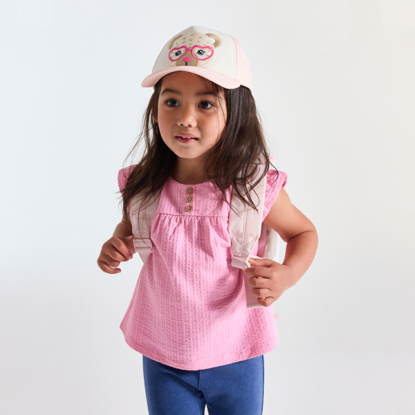 قبعة كاسكيت الفهد الوردي للفتيات الصغيرات